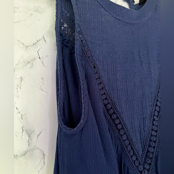 Volcom Sleeveless Royal Blue Embroidered Babydoll Dress Size XS Summer Boho - Picture 4 of 9